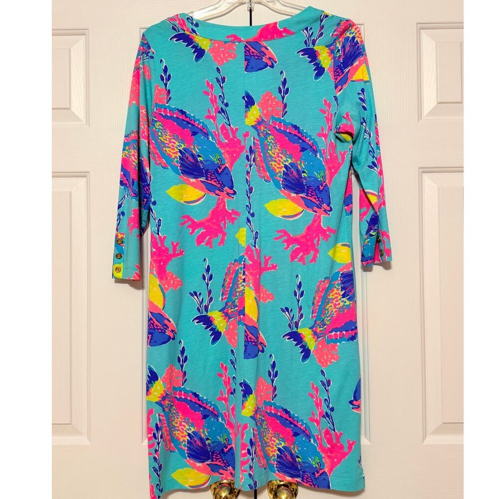Lilly Pulitzer Riva Dress Shorely Blue Sandstorm, Size XL - Picture 3 of 7